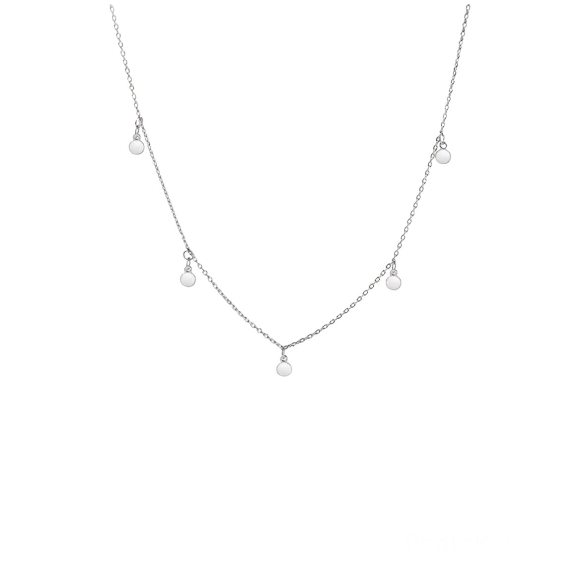 Sterling Silver 5 Disc Charm Necklace - Silver