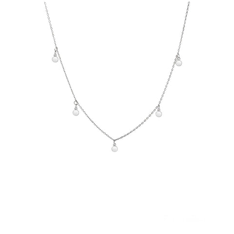 Sterling Silver 5 Disc Charm Necklace - Silver