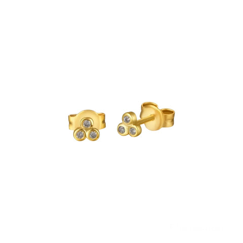 Sterling Silver Triple Bezel Studs - Gold