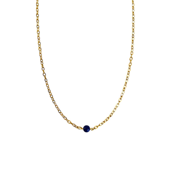 Petite Lapis Necklace - Gold