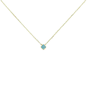 Sterling Silver Clover Pendant Necklace - Gold & Turquoise