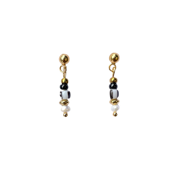 Beaded Drop Earrings - Black