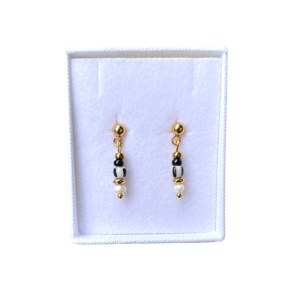 Beaded Drop Earrings - Black