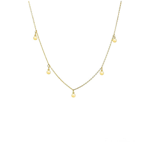 Sterling Silver 5 Disc Charm Necklace - Gold