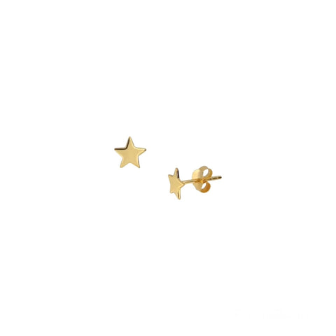 Sterling Silver Solid Star Studs - Gold
