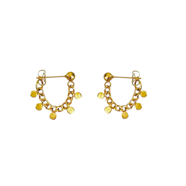 Chain Disc Earrings - Gold