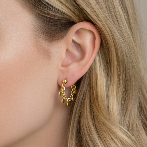 Chain Disc Earrings - Silver