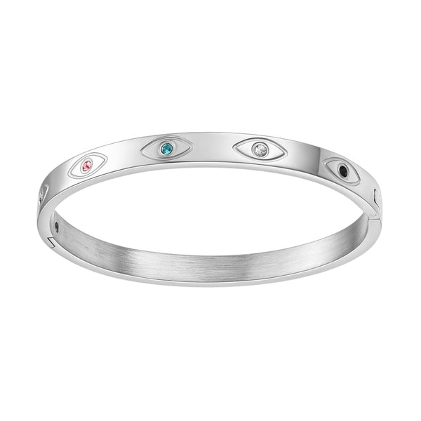 Evil Eye Bangle - Silver & Multi