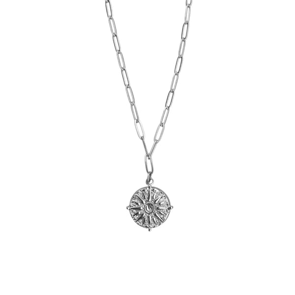 Compass Pendant Necklace - Silver