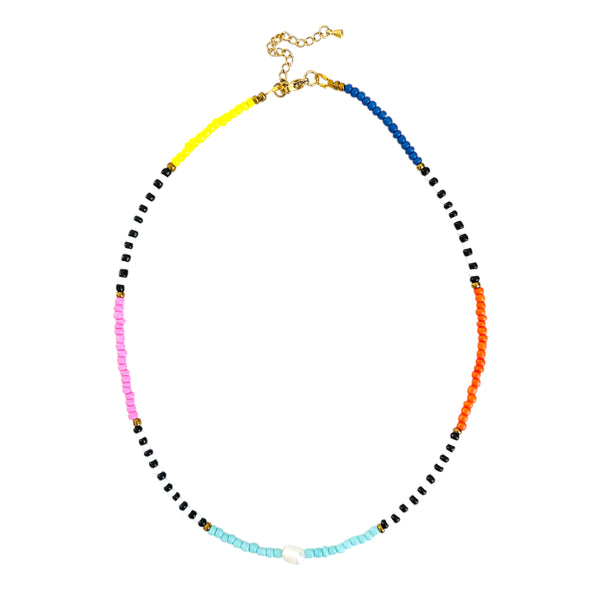 Beaded Necklace - Aqua & Multi