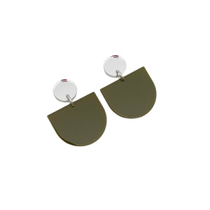 CLEARANCE - Drop Earrings Olive & Silver