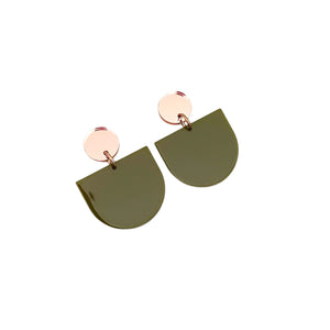 CLEARANCE - Drop Earrings Olive & Rose Gold