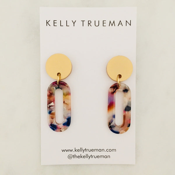 Small Link Drop Earrings - Multi & Gold