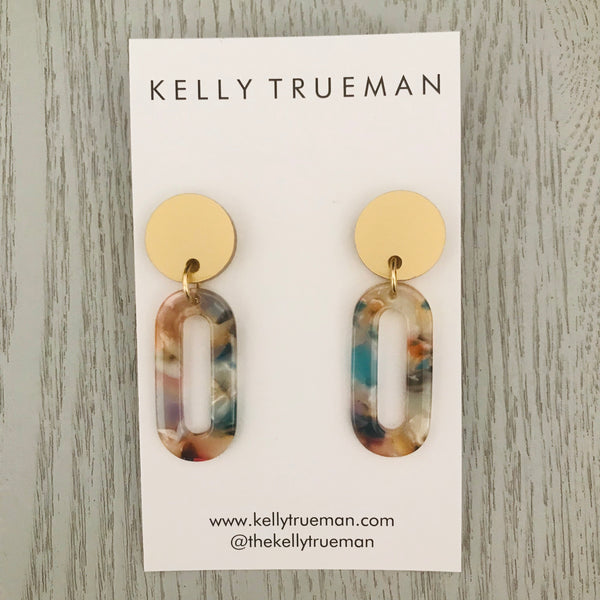 Small Link Drop Earrings - Multi & Gold