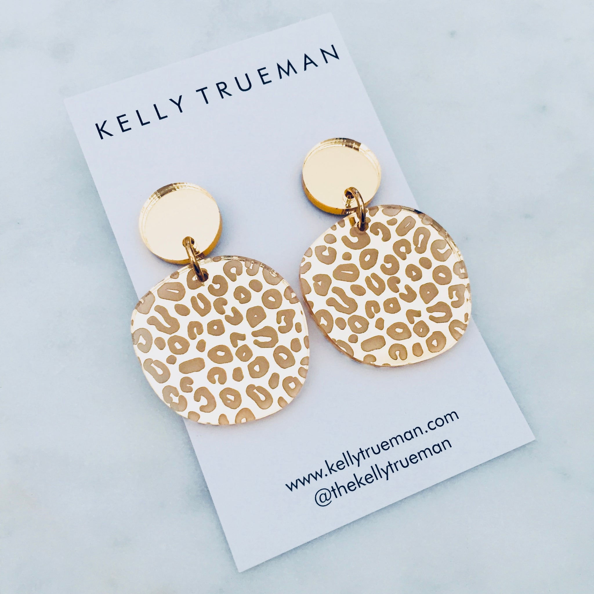 Leopard Print Drop Earrings - Gold