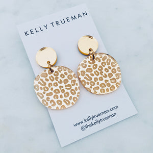Leopard Print Drop Earrings - Gold