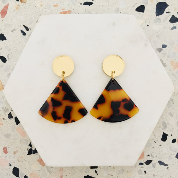 Triangle Drop Earrings - Amber