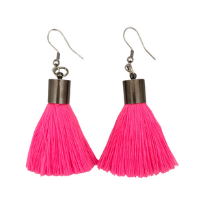 CLEARANCE - Tassel Drop Earrings Neon Pink