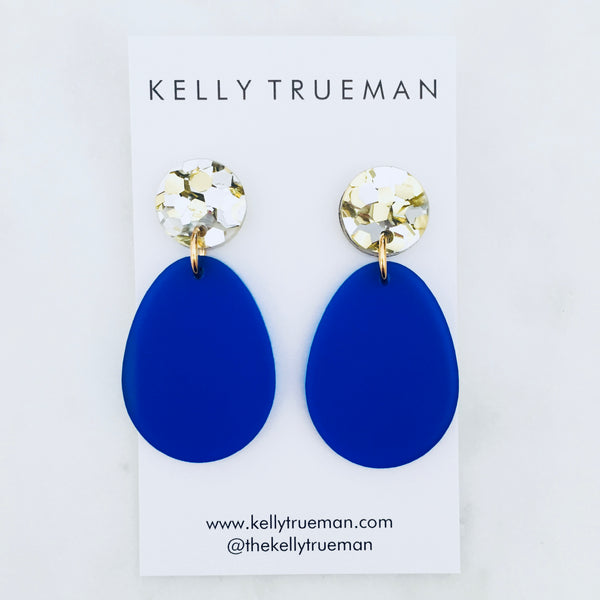 Classic Tear Drop Earrings - Navy Blue