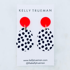 Classic Tear Drop Earrings - Spotty Neon