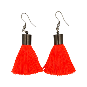 CLEARANCE - Tassel Drop Earrings Neon Orange